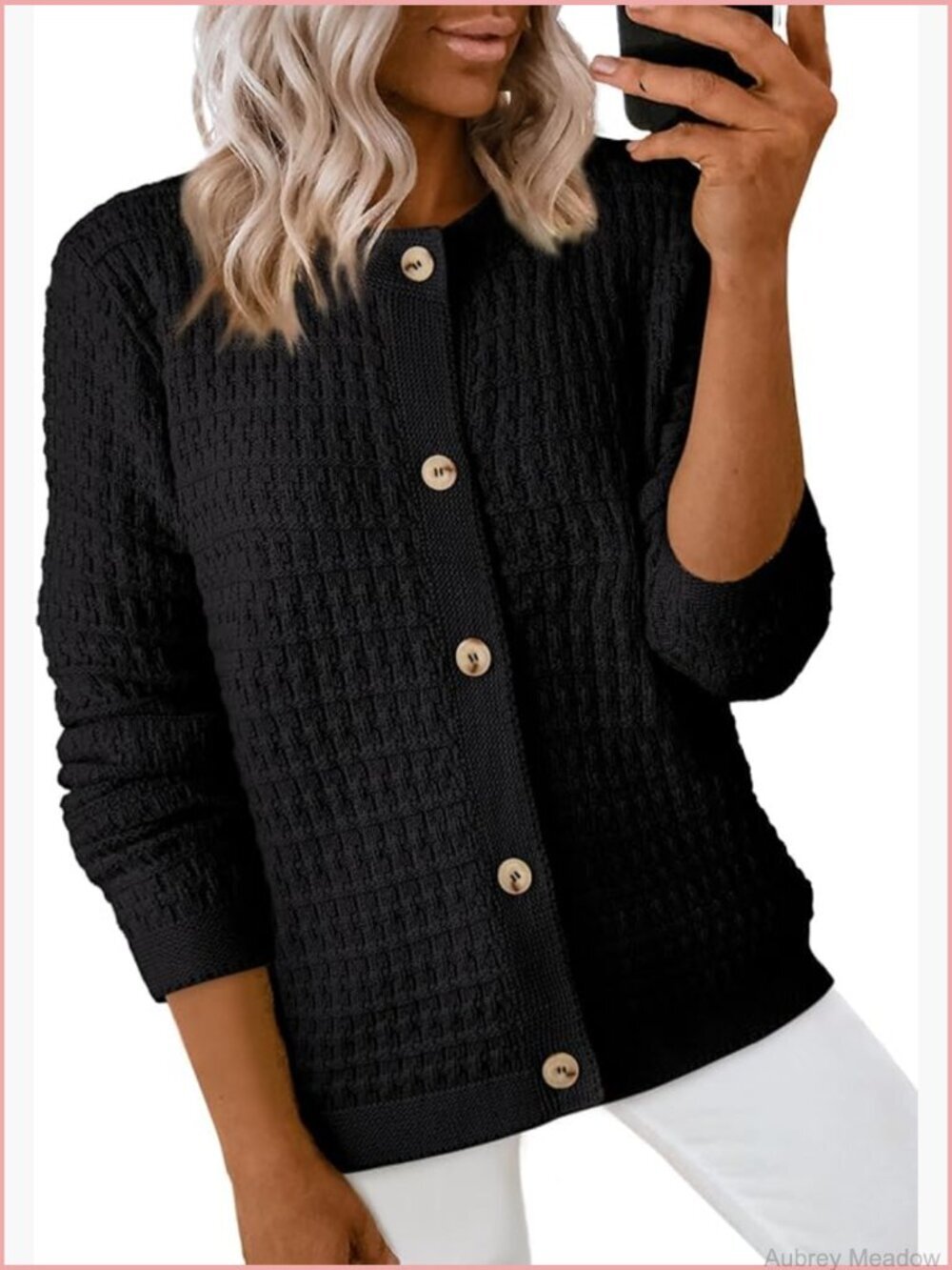 Long Sleeve Open Front Knit Cardigan Button Down Jacket
